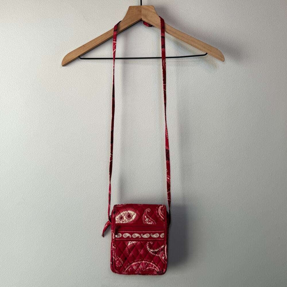 Vera Bradley Mesa Red Paisley Print Mini Hipster Crossbody Bag Purse